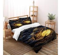 SHEVOVER Golden Yaksha Bedding Set Double（200x200cm）, Indian Culture Comforter Cover For Kids Boys Girls Teens Indian Culture 3D Print Duvet Insert 3-piece with 2 Pillowcase