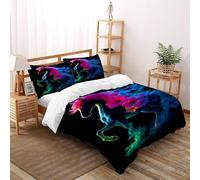 SHEVOVER Horses Bedding Sets Double(200x200cm), Flower Quilt Set, For Kids Boys Girls Teens Wild Animal 3D Print Bed Sets 3-piece,Decor Bedroom Collection
