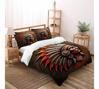 SHEVOVER Indians Bedding Set Double（200x200cm）, Indian Culture Quilt Set, for Boys Girls Teens Room Decor Indian Culture 3D Print Comforter Sets, 3Pcs with 2 Pillowcase