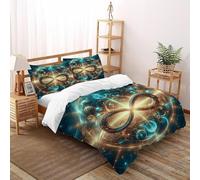 SHEVOVER Infinity Magic Cosmos Bedding Set King（220x240cm）, Indian Culture Comforter Cover Kids Adults Bedroom Decor, Indian Culture 3D Print Bed Sets 3 Pieces with Zipper Closure