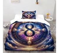 SHEVOVER Infinity Magic Cosmos Bedding Set Single（135x200cm）, Indian Culture Quilt Set, For Kids Boys Girls Teens Indian Culture 3D Print Comforter Sets, 2-piece with Zipper Closure