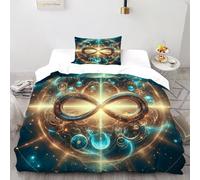 SHEVOVER Infinity Magic Cosmos Bedding Set Single（135x200cm）, Indian Culture Quilt Set, Kids Adults Bedroom Decor, Indian Culture 3D Print Bed Sets 2-piece,Decor Bedroom Collection