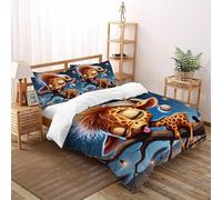 SHEVOVER Late Night Deer Bedding Sets Double(200x200cm), Cute Animals Quilt Set, For Kids Boys Girls Teens Cute Animals 3D Print Bed Sets 3-piece,Decor Bedroom Collection