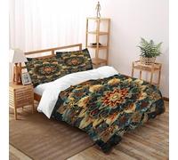 SHEVOVER Mandala Pattern Bedding Set King（220x240cm）, Indian Culture Quilt Set, For Kids Boys Girls Teens Colorful Boho Style 3D Print Bed Sets 3 Pieces,Decor Bedroom Collection