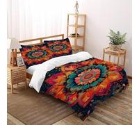 SHEVOVER Mandala Pattern Bedding Sets Double（200x200cm）, Indian Culture Comforter Cover for Boys Girls Teens Room Decor Colorful Boho Style 3D Print Bed Sets 3Pcs with 2 Pillowcase