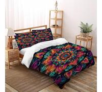 SHEVOVER Mandala Pattern Bedding Sets King（220x240cm）, Colorful Boho Style Comforter Cover For Kids Boys Girls Teens Indian Culture 3D Print Bed Sets 3 Pieces with Zipper Closure