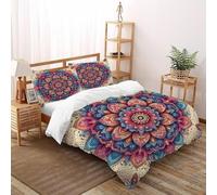 SHEVOVER Mandala Pattern Bedding Sets King（220x240cm）, Colorful Boho Style Quilt Set, For Kids Boys Girls Teens Indian Culture 3D Print Bed Sets 3 Pieces,Decor Bedroom Collection
