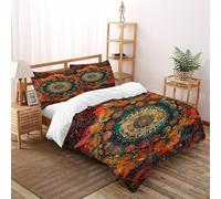 SHEVOVER Mandala Pattern Bedding Sets King（220x240cm）, Indian Culture Quilt Set, For Kids Boys Girls Teens Colorful Boho Style 3D Print Comforter Sets, 3-piece with Zipper Closure