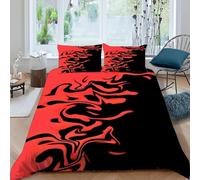 SHEVOVER Red And Black Bedding Sets with 2 Pillowcases 3D Print Soft Microfiber Quilt Cover Set 3-piece with Zipper Closure, for Kids Teenagers Adult King（220x240cm）