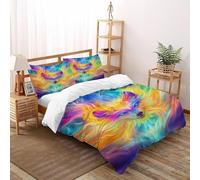 SHEVOVER Tie-Dye Foxes Bedding Sets King(220x240cm), Wild Animal Comforter Cover for Boys Girls Teens Room Decor Yellow 3D Print Bed Sets 3Pcs with 2 Pillowcase