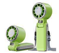 SHEWIND Portable Handheld Fan with Ice Cooling - 5 Gear High Speed Turbo Personal Fan Rechargeable, Up to 11 Hrs, Mini Hand Fans for Travel Essentials, Beach Vacation, Gifts for Women, Men (Green)