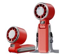 SHEWIND Portable Handheld Fan with Ice Cooling - 5 Gear High Speed Turbo Personal Fan Rechargeable, Up to 11 Hrs, Mini Hand Fans for Travel Essentials, Beach Vacation, Gifts for Women, Men (Red)