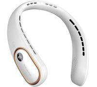 SHEWIND Portable Neck Fan - Bladeless Displayed Personal Fans 4000mAh 10W Fast Rechargeable - Wearable 3 Speeds Cooler Birthday Gift for Men Women Outdoor Travel (White)