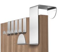 Shexkent Door Hooks, 6 Pack Over Door Hanger Stainless Steel - Coat Hooks - Over Door Hook Ideal for Bedroom, Bathroom, Kitchen, Wardrobe, Silver