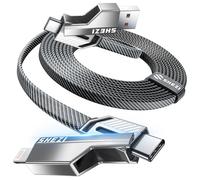 SHEZI [Upgraded 2.0] 4-in-1 USB C Charger Cable 60W Compatible with Lightning Cable [Fast Charging & Data Transfer] Braided Multi Charger Wire with L/USB C/A Port for iPhone/iPad & All Devices, 1.5M