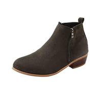 Shfebrinox Chelsea Boots Women's Leather Summer Ankle Boots with Heel Elegant Side Zip Western Low Booties Block Heel Short Shaft Ankle Booties Glitter Transition Shoes