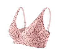 Shfebrinox Jelly Wireless Bra Deep V Push Up Seamless T-Shirt Seamless No Underwire Supportive Wire-Free Comfortable Full-Cup Bras Light Pink