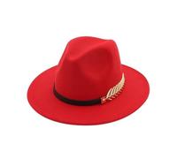 Shffuw 30 Birthday Hat for Men Women's Wide Brim Fedora Panama Hat with Metal Belt Buckle Coloured Cow Girl Hats Party (Red, One Size)