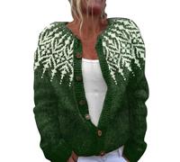 Shffuw Art Floral Print Knitted Cardigans Women's Lightweight Button Down Jumper Long Sleeves Open Neck Oversized Autumn Winter Thermal Comfort