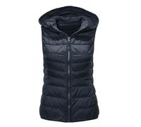 Shffuw Black Jackets for Women UK Unisex Casual Solid Vest Zipper Pocket Loose Sleeveless Jacket Hooded Coat Womens Vests Coats (Navy, XXXL)