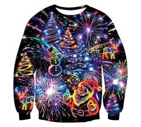 Shffuw Funny Christmas Jumpers for Women UK Novelty Dinosaur Christmas Jumper Cute Cat Xmas Jumper Crew Neck Sweaters Knitting Patterns for Women Unisex Oversized Winter Tops Comfy Ladies Xmas Tops