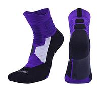 Shffuw Leech Socks Men Women Middle Canister Movement Towel Cotton Breathable Badminton Walking Unisex Adult Socks (Purple, L)