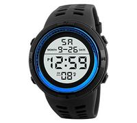 Shffuw Mens Digital Men Sport LED Outdoor Date Watch Luxury Watch Electronic Sport Watch Watch Learning Watch Boy (Blue, One Size)