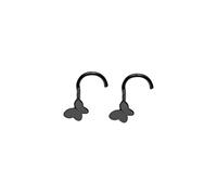 Shffuw Nose Rings Spiral 1 Pair Butterfly Figure 5 Shaped Nose Rings False Nail Nose Mixed Stainless Steel Piercing Nose Ring Nose Set Figure 5 Shaped Nose Jewelry Screw Design Ring (Black, One Size)