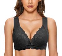 Shffuw Pull On Bras for Women UK Post Op Bras for Women Womens No Ring French Womens Front Close Bra T Back Plus Size Seamless Unlined Bra for Large Bust 40c Bras for Women Sports Bras (Black, 9XL)
