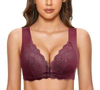 Shffuw Pull On Bras for Women UK Post Op Bras for Women Womens No Ring French Womens Front Close Bra T Back Plus Size Seamless Unlined Bra for Large Bust 40c Bras for Women Sports Bras (Wine, 7XL)