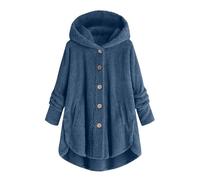 Shffuw Sherpa Cardigan for Women UK Fuzzy Fleece Teddy Thickened Jacket with Pocket Button Up Hoodie Ladies Autumn Winter Warm Fur Coat Oversized Outwear Solid Lightweight Coats Loose Fluffy Ovewrcoat
