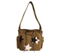 Shffuw Shoulder Tote Bag for Women Cute Kawaii Star Canvas Messenger Bag Cute Tote Bags Aesthetic Small Shoulder Travel Crossbody Bags For Women Mens Purses Or Shoulder Bags (Coffee, One Size)