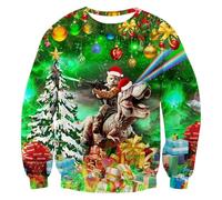Shffuw Ugly Christmas Jumpers for Women UK Sloth Cat Christmas Jumper Cute Novelty Dinosaur Jumper Knitted Jumpers for Women Unisex Oversized Winter Tops Comfy Ladies Xmas Tops Crew Neck Sweaters