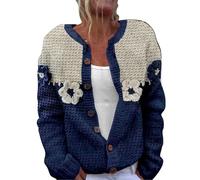 Shffuw Women's Art Floral Printed Knitted Oversized Cardigans Ribbed Texture Button Down Jumpers Open Front Soft Lightweight autumn Winter Sweaters fashion Thermal Comfy jumper