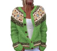 Shffuw Women's Art Floral Printed Knitted Oversized Cardigans Ribbed Texture Button Down Jumpers Open Front Soft Lightweight autumn Winter Sweaters fashion Thermal Comfy jumper