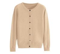 Shffuw Women's Cardigans Ladies Cashmere Button Down Long Sleeve Classic Crew Neck Solid Color Knitted Cardigan Autumn Winter Soft Sweater Oversized Cotton Sweaters Lightweight Jumpers for Women UK