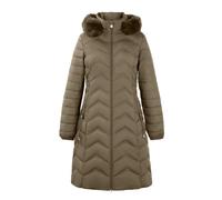 Shffuw Women's Long Hooded Puffer Coat with Fake Fur Trim Thick Warm Zipper Cotton Jacket Windproof Padded Parka with Pockets Ladies Comfortable Winter Outdoor Overcoat for Commute & Hiking