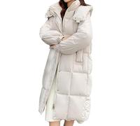 Shffuw Women's Long Puffer Coat, Korean Version Loose Fit Over The Knee Thick Warm Windproof Zip-Up Cotton Jacket Oversized Casual Padded Parka with Pockets Comfy Fashion Winter Outerwear for Commute