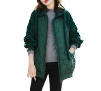 Shffuw Womens Patchwork Puffer Jacket, Demi Season Hooded Cotton Coat with Pockets, Zip Up Loose Fit Lightweight Overcoat for Commute and City Walking