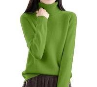 Shffuw Women's Roll Neck Knitted Jumpers Loose Cashmere Thickened Solid Color Pullover Tops Autumn Winter Long Sleeve Comfortable Warm Soft Jumper Fashion Casual Stretchy Sweater Green