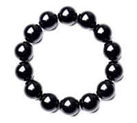 SHFJASBNUMG 12MM Black Tourmaline Crystal Bracelet, 3A Grade Real Gemstones Stretch Bracelet, Come with Extra Beads & Beaded Tools Kit, Fit 8" Wrist Size, Perfect choice for Friends | Familys