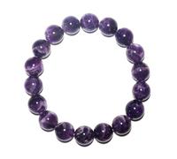 SHFJASBNUMG 12mm Dream Amethyst Bracelet | Crown Chakra Purple Crystal with White Inclusions - Meditation Spiritual Jewelry for Peace & Intuition | Beading Tool Kit - Fits for 7.5-8.5" Wrist