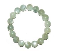 SHFJASBNUMG 12MM Green Moonstone Bracelet for Men Women | Fits for 7-7.5" Wrist | Natural Crown Chakra Crystal | Gemstones for Relationship & Love | Come with choice Box & Velvet Pouch
