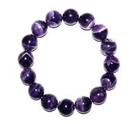 SHFJASBNUMG 14mm Dream Amethyst Bracelet for Men Women | Natural Crown Chakra Purple Crystal with White Inclusions - Large Beads Crystal Enthusiast & XXLarge 8-9" Wrist | Beading Tool Kit