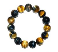 SHFJASBNUMG 16MM Blue Tigers Eye Bracelet with Gold Eye, Fits for 9" Wrist Men Women | Protection from Evil Gem | Natural Birthstone for June
