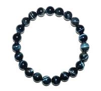 SHFJASBNUMG 8mm Blue Tigers Eye Bracelet for Women Men | Natural Protection Hawks Eye Throat Chakra Gemstone Crystal Jewelry | Beading Tool Kit - Fits for 6.5-7.5" Wrist | Boost Motivation