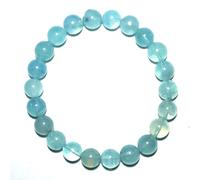 SHFJASBNUMG 8MM Real Aquamarine Bracelets for Women Men Natural Beaded Stretch Bracelets for Meditation | Balance Emotion | Love & Peace | Birthstone of March Pisces | Soothing Spritual choice