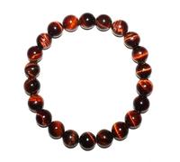 SHFJASBNUMG 8MM Red Tigers Eye Bracelet for Women Men | Motivation Energy Protection Root Chakra Crystal Jewelry | Natural Delicate Fire Stone Beads | Beading Tool Kit - Fits for 6.5-7.5" Small Wrist