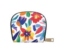 SHFJASBNUMG Abstract Floral Leaves Leather Bag Leaves Wallet Watercolor Card Pack Outdoor Adventurers - Durable Card case for Trails 9X11CM