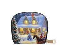 SHFJASBNUMG Beautiful House Card Pack Snow Leather Bag Christmas Wallet Cruise Ship Passengers - Cabin Key and Charge Card case 9X11CM